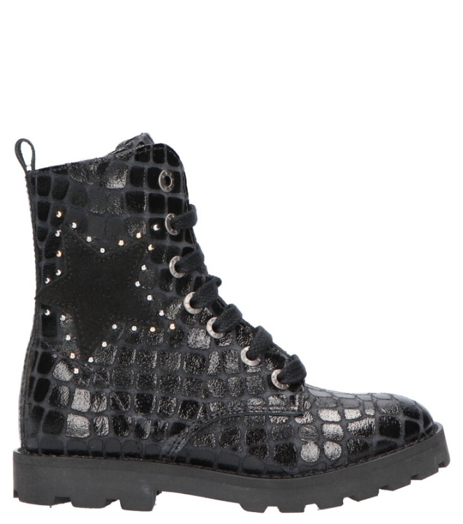 Shoesme Shoesme veterboot <span>TA21W024-C</span> BLACK CROCO Shoesme veterboot <span>TA21W024-C</span> TA21W024-C zwart - www.bremmerschoenen.pro - Bremmer Schoenen