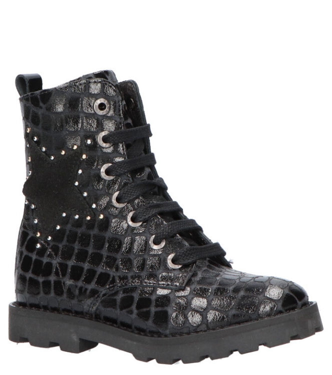 Shoesme Shoesme veterboot <span>TA21W024-C</span> BLACK CROCO Shoesme veterboot <span>TA21W024-C</span> TA21W024-C zwart - www.bremmerschoenen.pro - Bremmer Schoenen